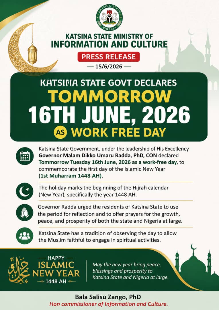 Gwamnatin Jihar Katsina ta ayyana Talata a matsayin Ranar Hutu