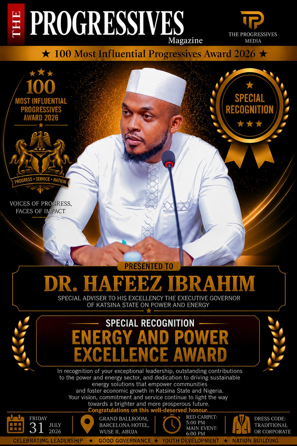 Dr. Hafiz Ibrahim Ahmed Ya Samu Kyauta Ta Musamman Don Inganta Wutar Lantarki Da Ci Gaban Makamashi